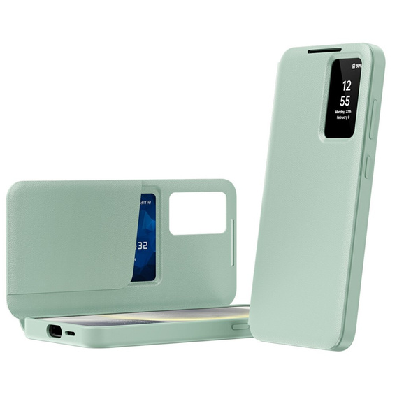 Flipové pouzdro pro Samsung Galaxy S25 Edge, Smart View Wallet, zelené