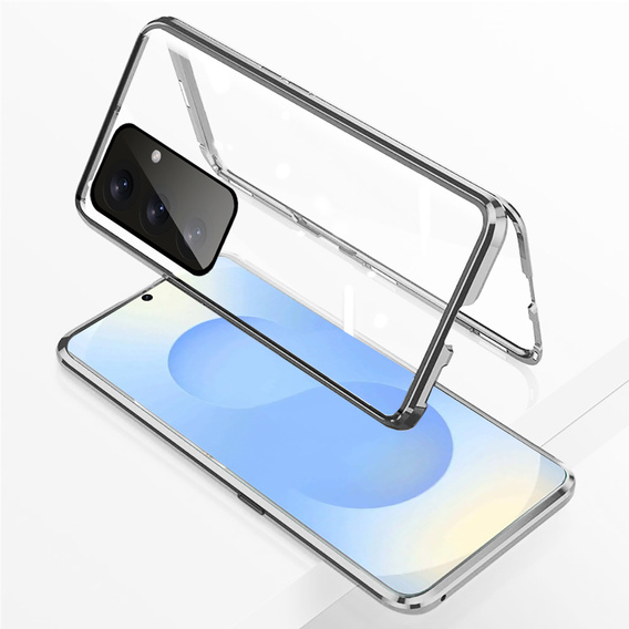 Pouzdro pro Samsung Galaxy S25, Magnetic Dual Glass, stříbrné
