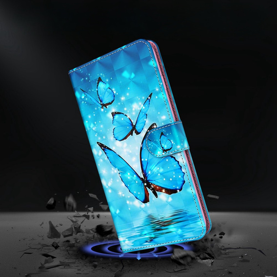 Klopové pouzdro pro Oppo A17, Wallet Light Spots Decor Butterfly, modré
