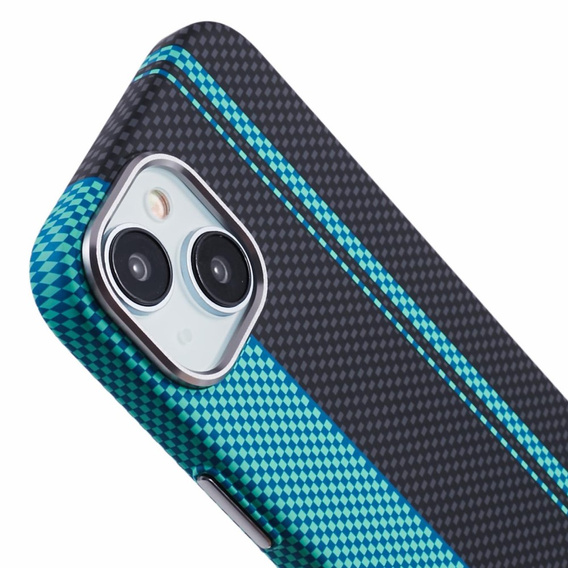 Pouzdro pro iPhone 15, Carbon Fiber MagSafe, černá / modrá