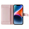Klopové pouzdro pro iPhone 15, Wallet Zipper Pocket, růžové
