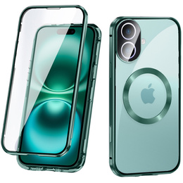 Magnetické pouzdro Dual Glass MagSafe pro iPhone 16, zelené