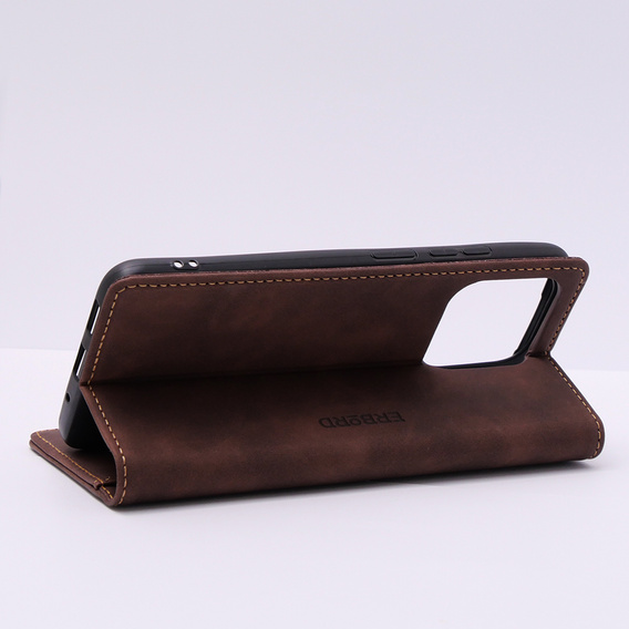 Pouzdro pro Xiaomi Redmi 12C, ERBORD Vintage peněženka s klopou, káva