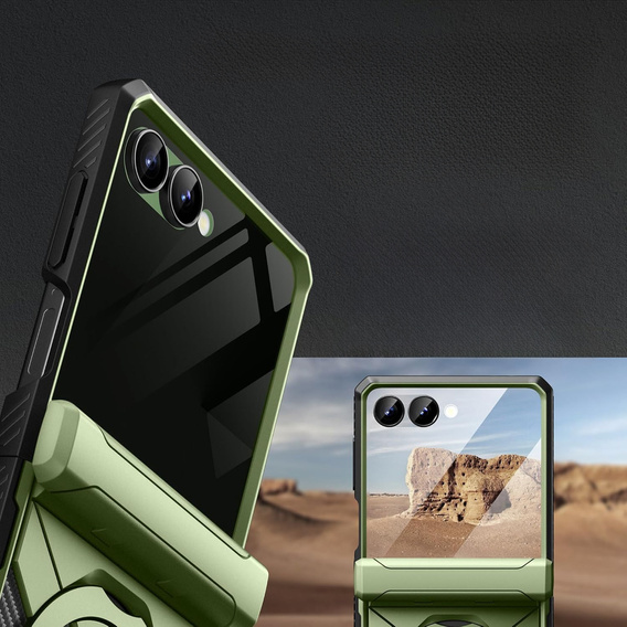 Pouzdro Tongate MECH s MagSafe pro Samsung Galaxy Z Flip7 FE / Z Flip6, zelené