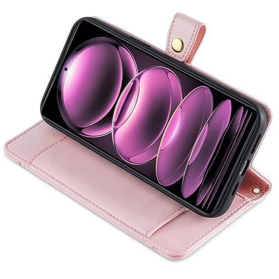 Klopové pouzdro pro Xiaomi 13T / 13T Pro / Redmi K60 Ultra Wallet Zipper Pocket, Wallet Zipper Pocket, růžové