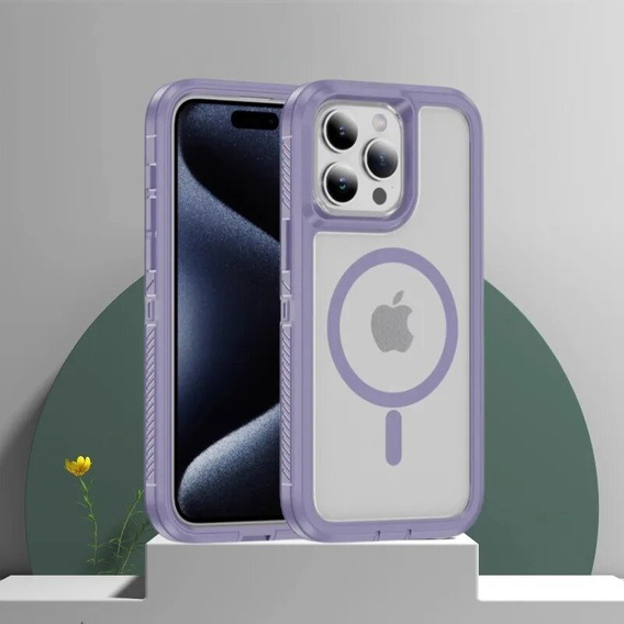 Pouzdro s rámečkem pro iPhone 13 Pro, pro MagSafe, transparentní / fialové