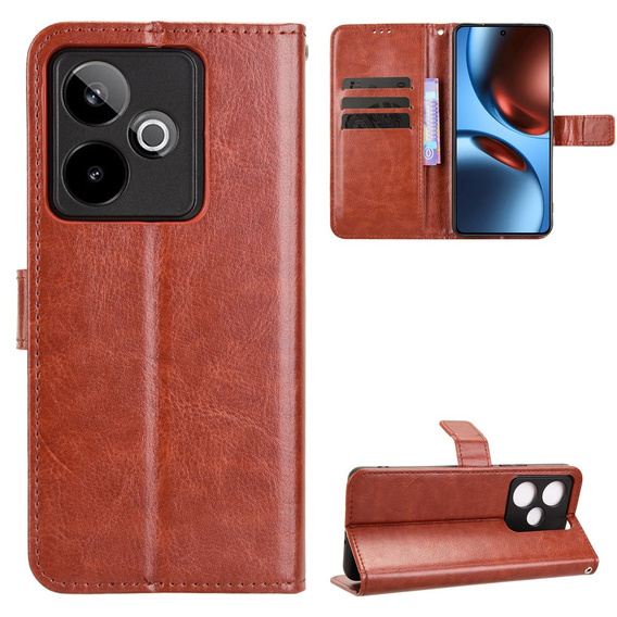 Klopové pouzdro pro Realme GT 7 / 7T, Crazy Horse Wallet, hnědé