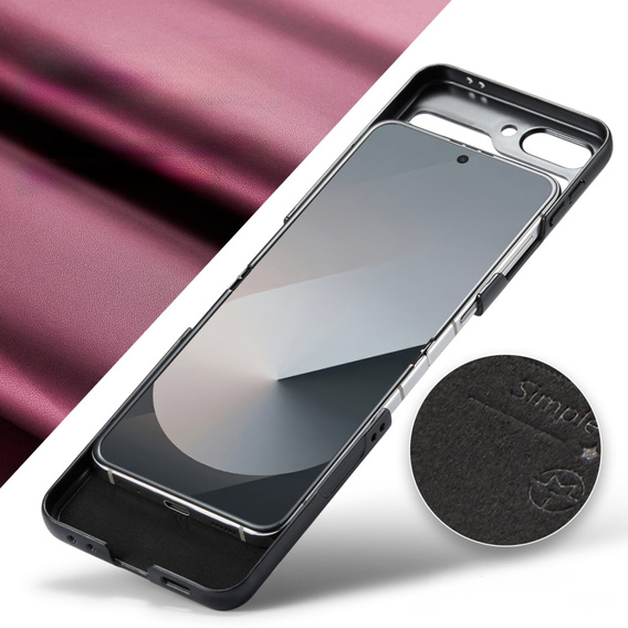 Pouzdro pro Samsung Galaxy Z Flip7 FE / Z Flip6, CASEME Litchi Leather, červené