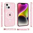 Pouzdro pro iPhone 14, Dropproof MagSafe Glitter, růžové