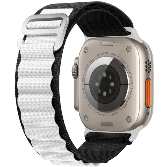 Nylonový řemínek pro Apple Watch 1/2/3/4/5/6/7/8/SE/ULTRA 42/44/45/49 mm, černý / bílý