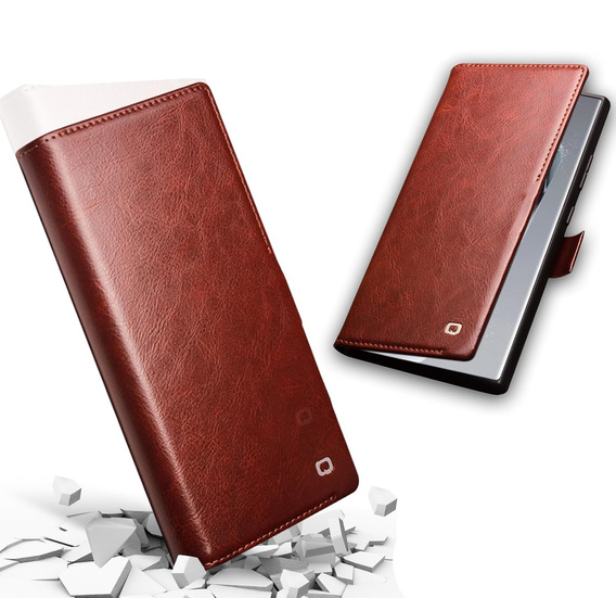 Flipové pouzdro pro Samsung Galaxy S25 Ultra, QIALINO Leather Wallet, tmavě hnědá