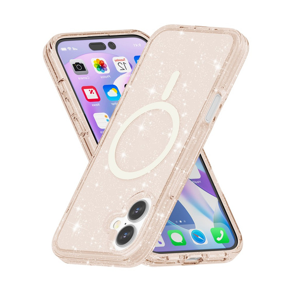 Pouzdro pro iPhone 17, pro MagSafe, třpytivé, průsvitně zlaté