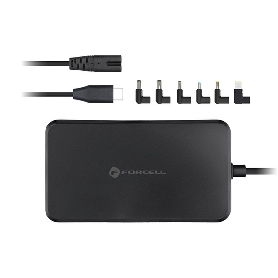 Univerzální napájecí adaptér pro notebook Forcell E856 USB-C 90 W s vyměnitelnými koncovkami