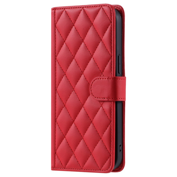Pouzdro s klopou pro iPhone 16 Plus, Rhombus Crossbody Leather, červené