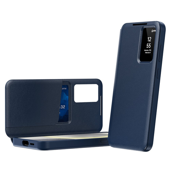 Flipové pouzdro pro Samsung Galaxy S23 FE, Smart View Wallet, námořnicky modré