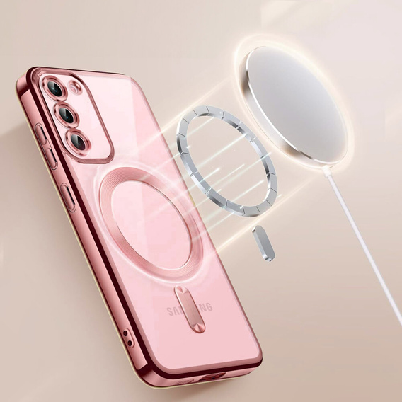Pouzdro pro Samsung Galaxy S23, Electro MagSafe, růžové rose gold + sklo na displej