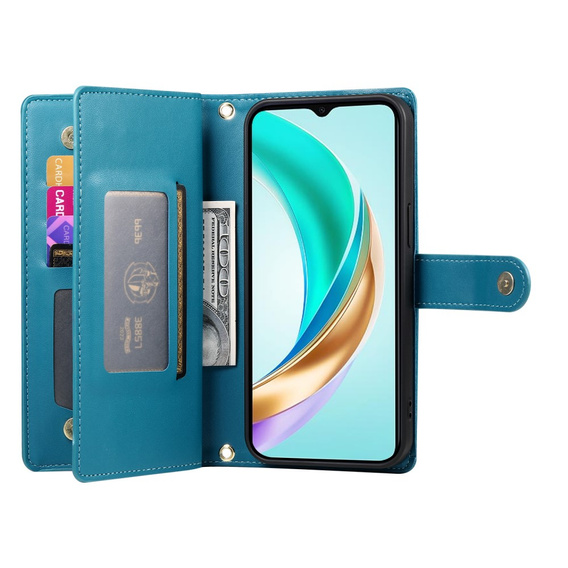 Klopové pouzdro pro Honor Magic 7 Lite, Wallet Zipper Pocket, modré