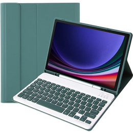 Pouzdro + klávesnice Samsung Galaxy Tab S9, Leather Pen Slot, tmavě zelené