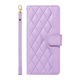Pouzdro s klopou pro iPhone 16E, Rhombus Crossbody Leather, fialové