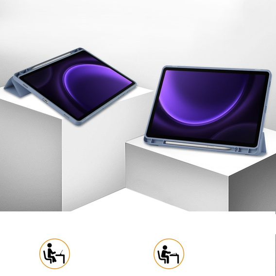 Pouzdro pro Samsung Galaxy Tab S10 Lite / S10 FE / S9 FE, Smartcase s prostorem pro stylus, fialové