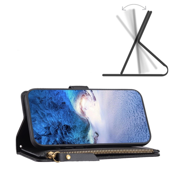 Klopové pouzdro pro Samsung Galaxy A25 5G, Wallet Zipper Pocket, černé