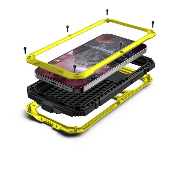 Pouzdro pro iPhone 13, R-JUST, pancéřované, žluté