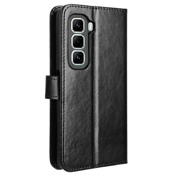 Klopové pouzdro pro Infinix Hot 50 Pro 4G, Crazy Horse Wallet, černé