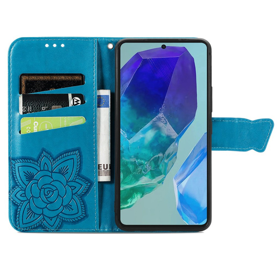 Klopové pouzdro pro Samsung Galaxy A16, Butterfly, modré