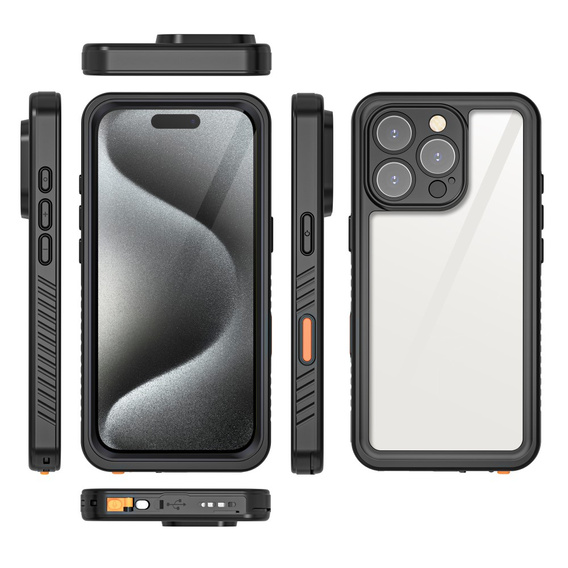 Vodotěsné pouzdro IP68 pro iPhone 16 Pro, černé