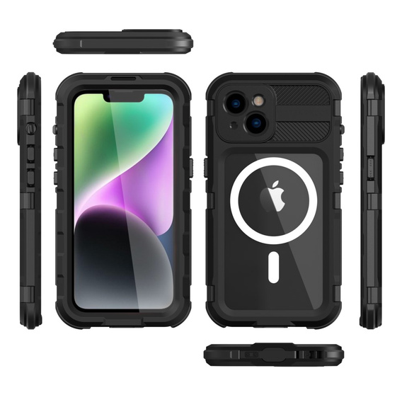 Vodotěsné pouzdro IP68 pro iPhone 14, SHELLBOX MagSafe, černé