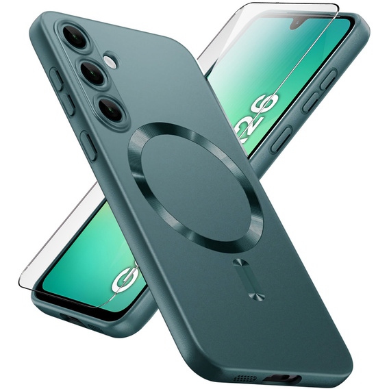 Pouzdro pro Samsung Galaxy A26, ColorMag, pro MagSafe, zelené + tvrzené sklo 9H