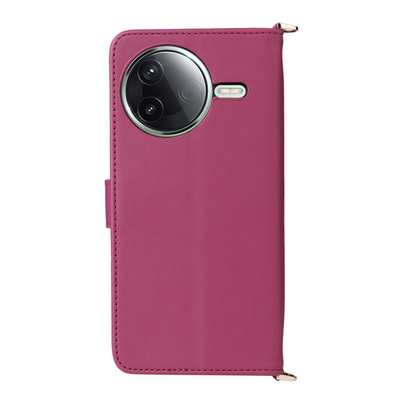 Flipové pouzdro pro Xiaomi Poco F7 Pro / F7 Ultra, Crossbody Leather Wallet, kaštanové