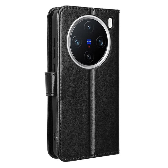 Klopové pouzdro pro Vivo X200 Pro 5G, Crazy Horse Wallet, černé