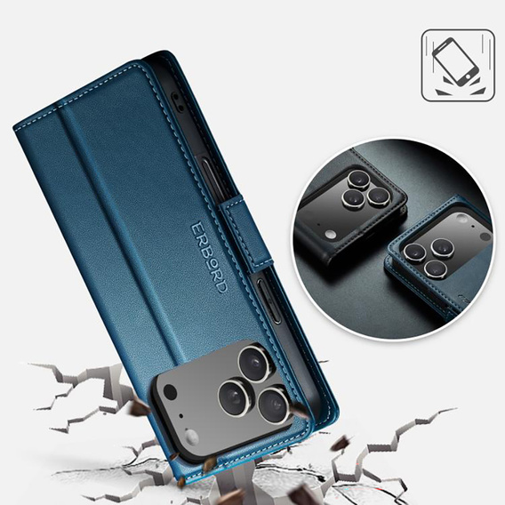 Lesklé peněženkové pouzdro Litchi s klopou pro iPhone 17 Pro Max