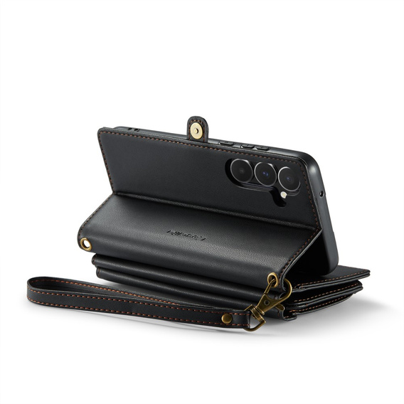 Pouzdro CASEME pro Samsung Galaxy A55 5G, RFID Leather Wallet, s popruhem přes rameno, černé