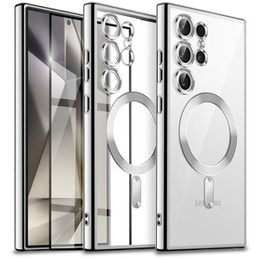 Pouzdro pro Samsung Galaxy S24 Ultra, Electro MagSafe, stříbrné + Celoplošné lepení keramického skla