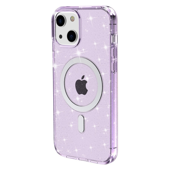 Pouzdro pro iPhone 14, Dropproof MagSafe Glitter, fialové
