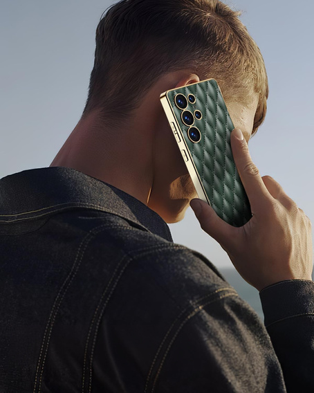 Pouzdro pro Samsung Galaxy S25 Ultra, Leather Rhombus, zelené