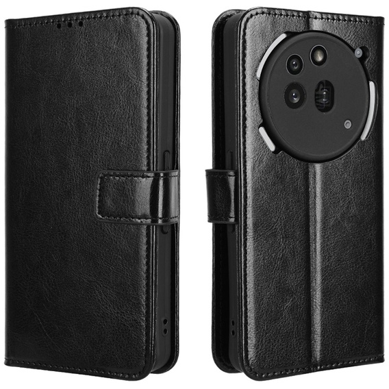 Klopové pouzdro pro Nothing Phone 3A Pro, Crazy Horse Wallet, černé