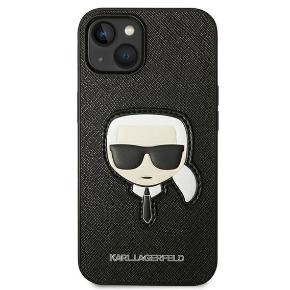 Pouzdro Karl Lagerfeld pro iPhone 14 Plus, Saffiano Karl's Head Patch, černé