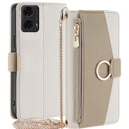 Flipové pouzdro Wallet Zipper Pocket pro Motorola Moto G24 / G24 Power / G04, Wallet Zipper Pocket, se zrcátkem, bílé