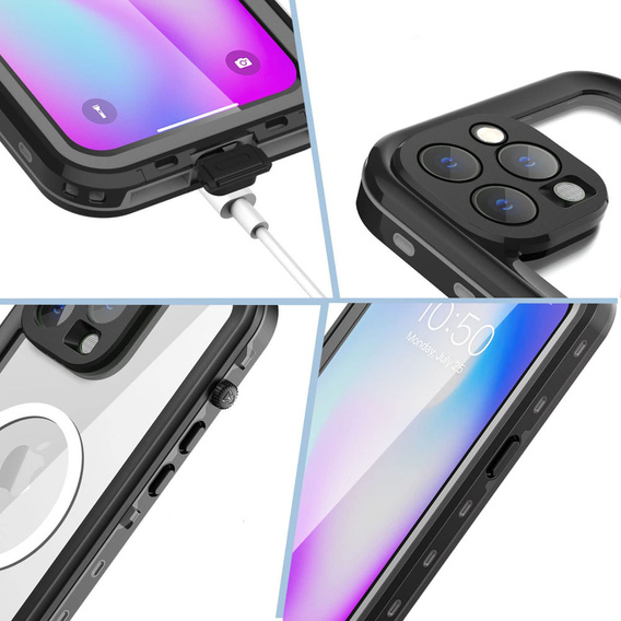 Vodotěsné pouzdro pro iPhone 14 Pro, Redpepper, pro MagSafe, černé