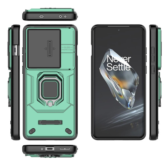 Pouzdro pro OnePlus 12 5G, KickStand Camera Lens, zelené