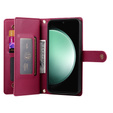 Klopové pouzdro pro Samsung Galaxy S25 Edge, Wallet Zipper Pocket, červené