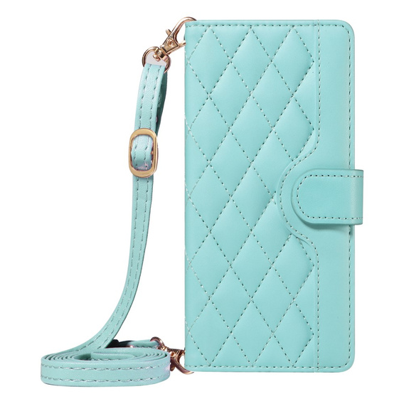 Pouzdro s klopou pro iPhone 16E, Rhombus Crossbody Leather, zelené