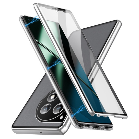 Pouzdro pro OnePlus 12 5G, Magnetic Dual Glass, stříbrné