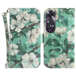 Klopové pouzdro pro Oppo A60, Wallet, Flowers bílé