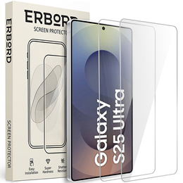2x tvrzené sklo ERBORD 9H Hard Glass na displeji pro Samsung Galaxy S25 Ultra
