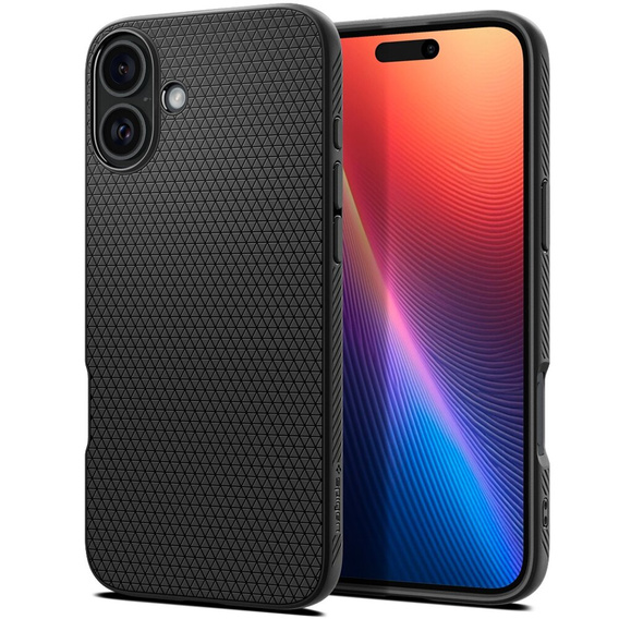 Pouzdro Spigen pro iPhone 16 Plus, Liquid Air, černé + 9H tvrzené sklo