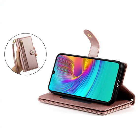 Klopové pouzdro pro Samsung Galaxy A36 5G, Wallet Zipper Pocket, růžové